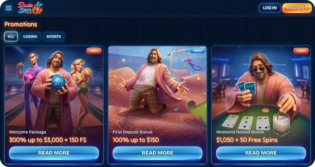 dudespin casino bonus all