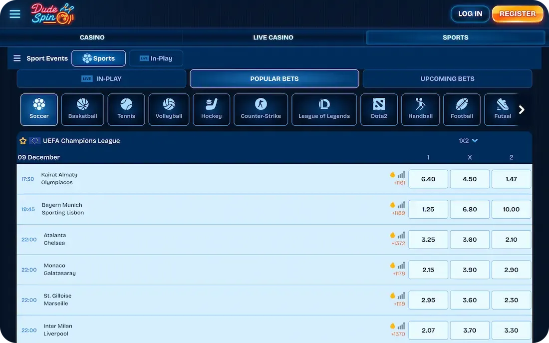 dudespin casino sport